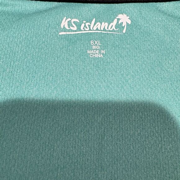 EUC KS Island 8XL Raglan Sleeve Swim Shirt Teal Black Men’s Excellent Condition - Picture 2 of 5